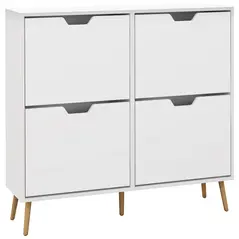 HOMCOM Shoe Storage Cabinet, 4 Flip Drawers, Shoe Organizer for 8-16 Pairs of Shoes, White - 1
