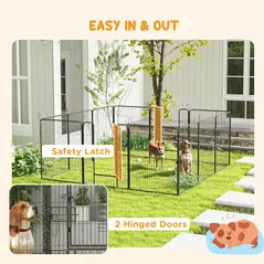 PawHut 12 Panels Heavy Duty Puppy Playpen, for Small Dogs, Indoor and Outdoor Use - Silver - 5