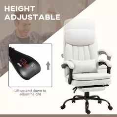 Vinsetto Office Chair, Ergonomic Desk Chair with 6-Point Vibration Massage and Lumbar Heating, Computer Chair with Lumbar Support Pillow, 155° Reclining Back and Footrest, Cream White - 5