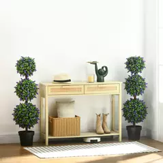 HOMCOM Set of 2 Artificial Plants, Lavender Flowers Ball Trees with Pot, for Home Indoor Outdoor Decor, 110cm - 2