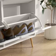 HOMCOM Shoe Storage Cabinet, 4 Flip Drawers, Shoe Organizer for 8-16 Pairs of Shoes, White - 9