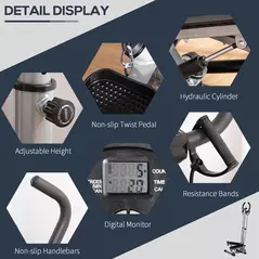 HOMCOM Adjustable Twist Stepper Fitness Step Machine, LCD Screen, Height-Adjust Handlebars, Home Gym, Silver and Black - 6