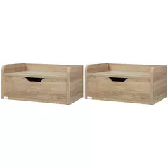 HOMCOM Floating Nightstands Set of 2, Wall Mounted Bedside Table with Drawer for Bedroom, Natural - 1