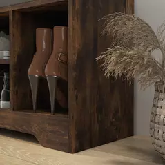 HOMCOM Multi-Compartment Shoe Bench, with Seat - Rustic Brown - 9