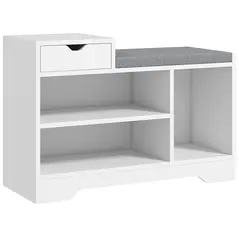HOMCOM Multi-Compartment Shoe Bench, with Seat - White - 1
