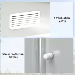 Outsunny Metal Bike Shed, Mobility Scooter Shed House with Foundation Kit, Ventilation, Doors, 9 x 6FT, Silver - 7