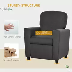 HOMCOM 2 in 1 design Kids Sofa Armchair with Footrest for Children Playroom Bedroom Living Room, 55 x 50 x 67cm, Grey - 6