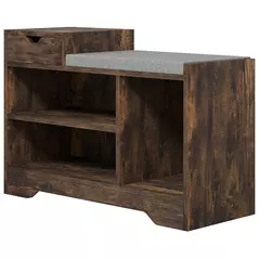 HOMCOM Multi-Compartment Shoe Bench, with Seat - Rustic Brown - 1