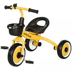 AIYAPLAY Kids Trike, Tricycle, with Adjustable Seat, Basket, Bell, for Ages 2-5 Years - Yellow - 1
