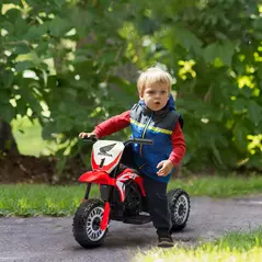 HOMCOM 6V Kids Motorbike, Three-Wheel Kids Electric Motorbike with Horn, Startup Sound for Ages 18-36 Months - Red - 2