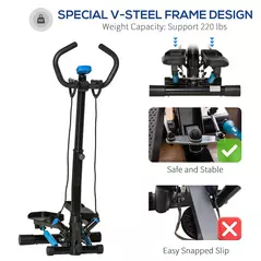 HOMCOM Adjustable Twist Stepper Fitness Step Machine, LCD Screen, Height-Adjust Handlebars, Home Gym, Black and Blue - 4