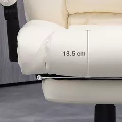 Vinsetto PU Leather Office Chair, Swivel Computer Chair with Footrest, Wheels, Adjustable Height, Cream White - 8