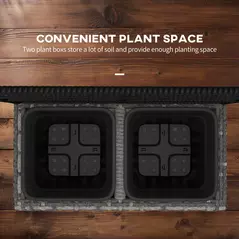 Outsunny 22 L Rattan Planter with Trellis, Freestanding Raised Beds for Garden with Two Plant Boxes, Outdoor Planter for Climbing Plants, Flowers, 57 x 30 x 107 cm, Mixed Grey - 5