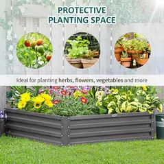 Outsunny 432L Square Raised Garden Bed Box Steel Frame for Vegetables, Flowers and Herbs, 120 x 120 x 30cm, Light Grey - 4