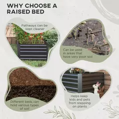 Outsunny Raised Beds for Garden, Galvanised Steel Outdoor Planters with Multi-reinforced Rods, 180 x 90 x 59 cm, Dark Grey - 6