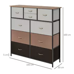 HOMCOM Bedroom Chest of Drawers, 10 Drawer Dresser with Foldable Fabric Drawers and Steel Frame, Multicolour - 3