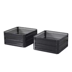 Outsunny Set of Two 60 x 60cm Steel Planter Boxes - Grey - 6