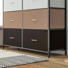 HOMCOM Bedroom Chest of Drawers, 10 Drawer Dresser with Foldable Fabric Drawers and Steel Frame, Multicolour - 9