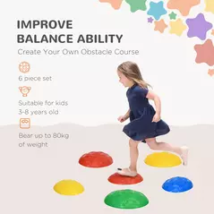 ZONEKIZ Six-Piece Kids Stepping Stones, with Non-Slip Mats, Balance River Stones - 4