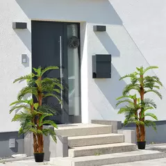 Outsunny Set of 2 Artificial Plant Tropical Fern in Pot, Fake Plants for Home Indoor Outdoor Decor, 150cm, Green - 2