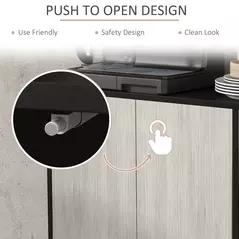 HOMCOM Kitchen Sideboard Storage Cabinet for Living Room with Adjustable Shelves 4 Doors and Pine Wood Legs Black - 6