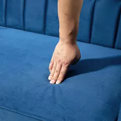 HOMCOM Velvet-Feel Three-Seater Sofa Bed - Blue - 8