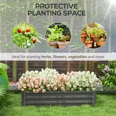 Outsunny Rectangle Raised Garden Bed Box with Weatherized Steel Frame for Vegetables, Flowers, & Herbs, 120 cm x 60 cm x 30.5 cm, Light Grey - 6