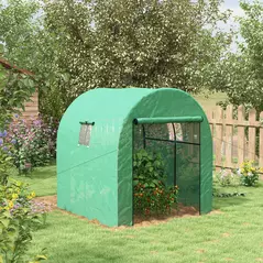 Outsunny 180 x 180cm Walk-In Polytunnel Greenhouse - Green - 2
