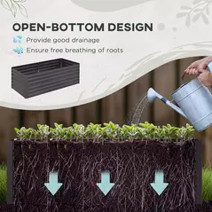 Outsunny Raised Beds for Garden, Galvanised Steel Outdoor Planters with Multi-reinforced Rods, 180 x 90 x 59 cm, Dark Grey - 4