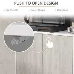 HOMCOM Kitchen Sideboard Storage Cabinet for Living Room with Adjustable Shelves 4 Doors and Pine Wood Legs White - 6