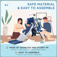 AIYAPLAY 3 in 1 Baby Slide for Indoor Use with Climber, Basketball Hoop, Basketball, for Ages 18-36 Months - Blue - 7