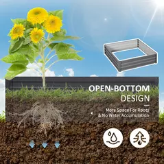 Outsunny 432L Square Raised Garden Bed Box Steel Frame for Vegetables, Flowers and Herbs, 120 x 120 x 30cm, Light Grey - 6
