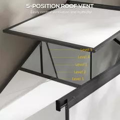 Outsunny 6 x 2.5ft Polycarbonate Greenhouse Walk-In Green House with Rain Gutter, Sliding Door, Window, Foundation, Dark Grey - 7