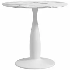 HOMCOM Small 2-Person Dining Table, Elegant Design Table with Steel Base and Non-slip Foot Pad, White and Grey - 1