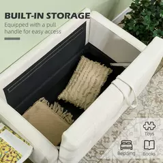 HOMCOM Modern Loveseat Sofa, Compact 2 Seater Sofa with Hidden Storage, 117cm Tufted Cotton Couch with Wood Legs, Cream White - 4