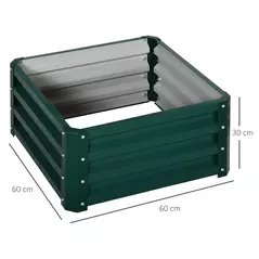 Outsunny Set of Two 60 x 60cm Steel Planter Boxes - Green - 3