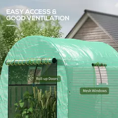Outsunny 180 x 180cm Walk-In Polytunnel Greenhouse - Green - 5