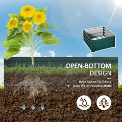 Outsunny Set of Two 60 x 60cm Steel Planter Boxes - Green - 6