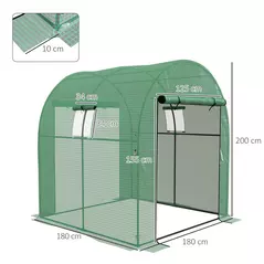 Outsunny 180 x 180cm Walk-In Polytunnel Greenhouse - Green - 3