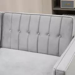HOMCOM Modern Convertible Sofa Futon Velvet-Touch Tufted Couch Compact Loveseat with Adjustable Split Back, Light Grey - 9