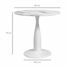 HOMCOM Small 2-Person Dining Table, Elegant Design Table with Steel Base and Non-slip Foot Pad, White and Grey - 3