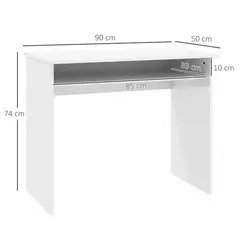 HOMCOM 90 x 50cm Computer Table, Modern Home Office Desk, Small Writing Desk with Storage Shelf, High Gloss White - 3