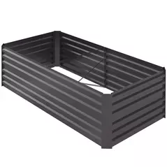 Outsunny Raised Beds for Garden, Galvanised Steel Outdoor Planters with Multi-reinforced Rods, 180 x 90 x 59 cm, Dark Grey - 1