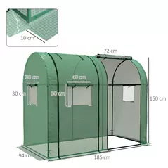Outsunny Tomato Greenhouse, Garden Growhouse with 2 Roll-up Doors and 4 Mesh Windows, Portable Indoor Outdoor Green House, 185 x 94 x 150cm, Green - 3