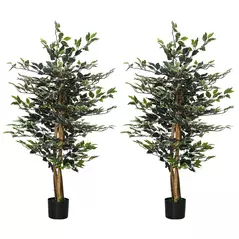 HOMCOM Set of Two Artificial Ficus Trees - 1