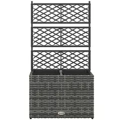 Outsunny 22 L Rattan Planter with Trellis, Freestanding Raised Beds for Garden with Two Plant Boxes, Outdoor Planter for Climbing Plants, Flowers, 57 x 30 x 107 cm, Mixed Grey - 1