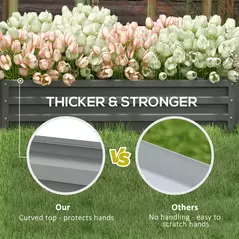 Outsunny Rectangle Raised Garden Bed Box with Weatherized Steel Frame for Vegetables, Flowers, & Herbs, 120 cm x 60 cm x 30.5 cm, Light Grey - 7