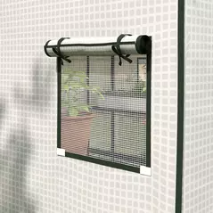 Outsunny Greenhouse Cover Replacement Walk-in PE Hot House Cover with Roll-up Door and Windows, 140 x 143 x 190cm, White - 9