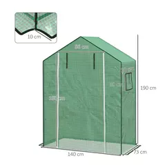 Outsunny Greenhouse Cover Replacement Walk-in PE Hot House Cover with Roll-up Door and Windows, 140 x 73 x 190cm, Green - 3