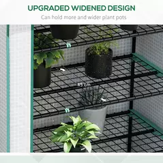 Outsunny 5 Tier Widened Mini Greenhouse with Reinforced PE Cover, Portable Indoor Outdoor Green House with Roll-up Door and Wire Shelves, 90 x 49 x 193cm, White - 4